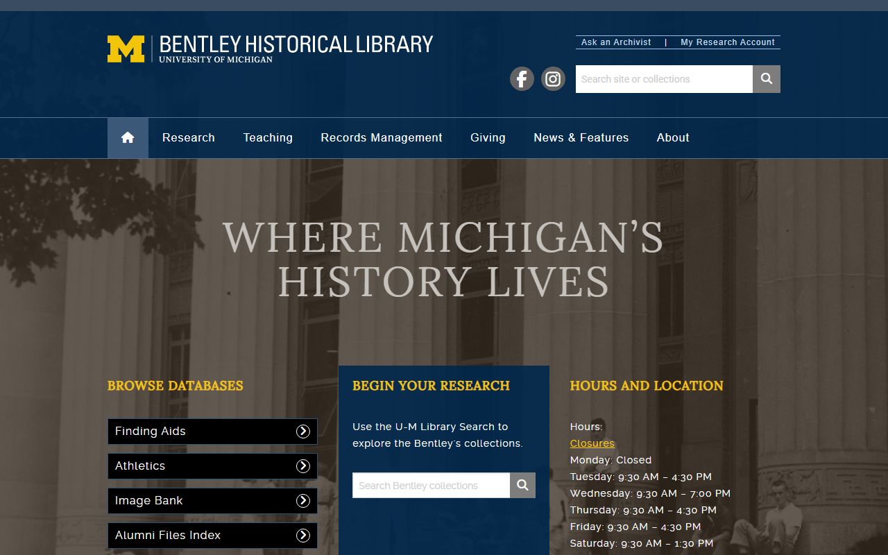 Bentley Historical Library University of Michigan Ann Arbor genealogy records