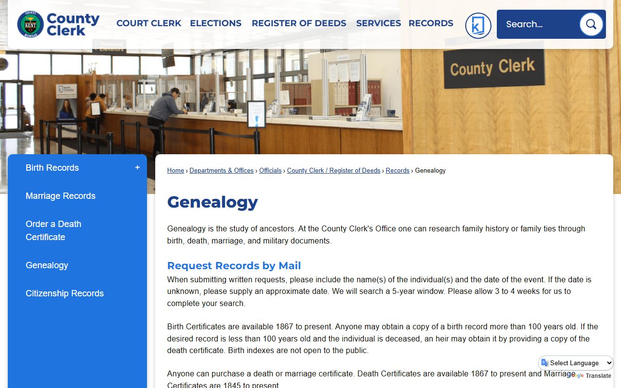 Kent County genealogy resources page for Wyoming family history research