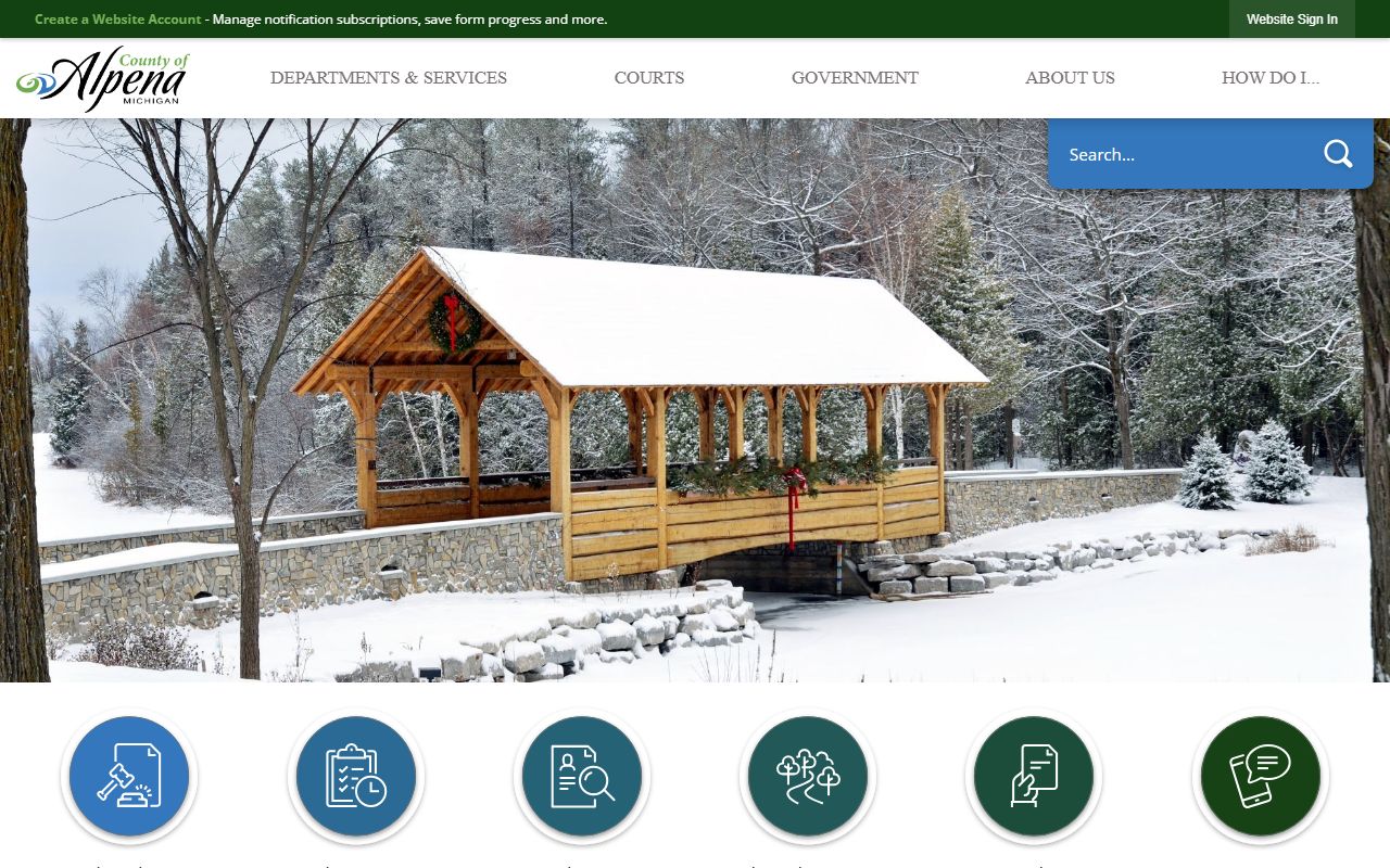 Alpena County clerk homepage for genealogy vital records