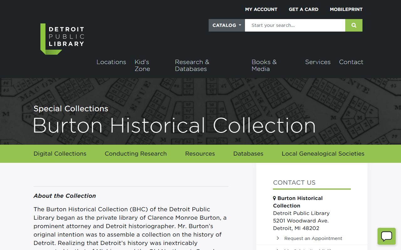 Burton Historical Collection at Detroit Public Library - Michigan genealogy research