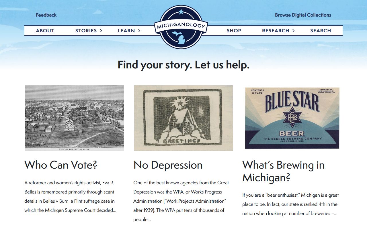 Michiganology homepage - Michigan genealogy records database