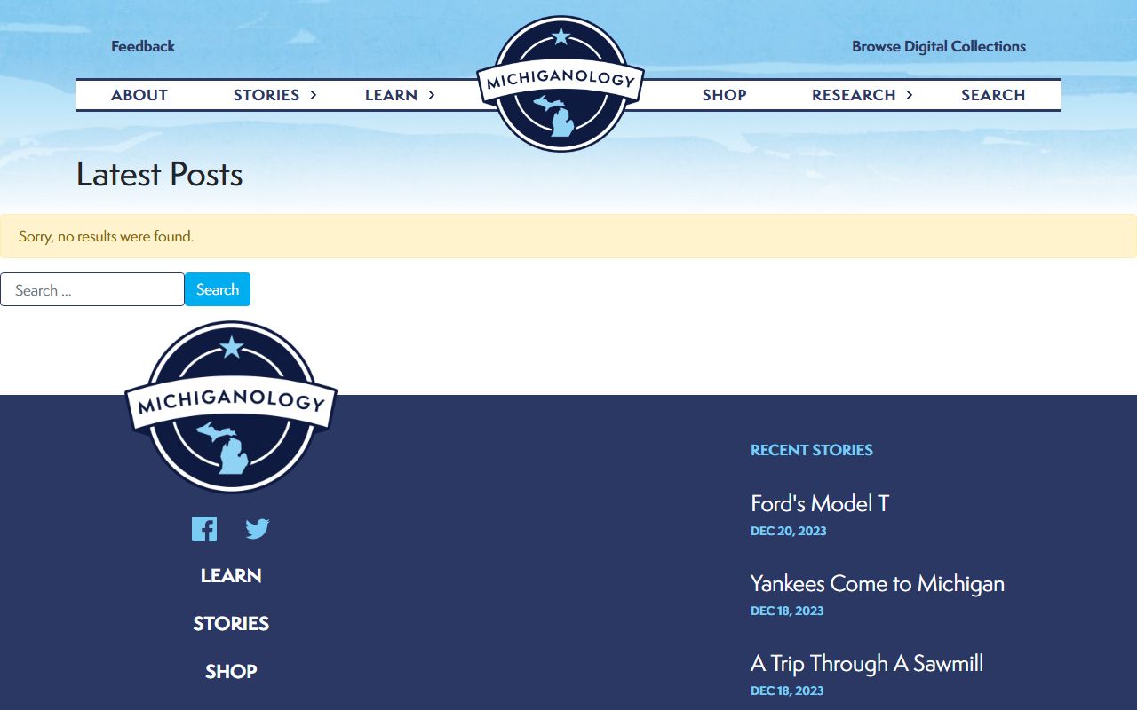 Michiganology search interface for Michigan genealogy and vital records